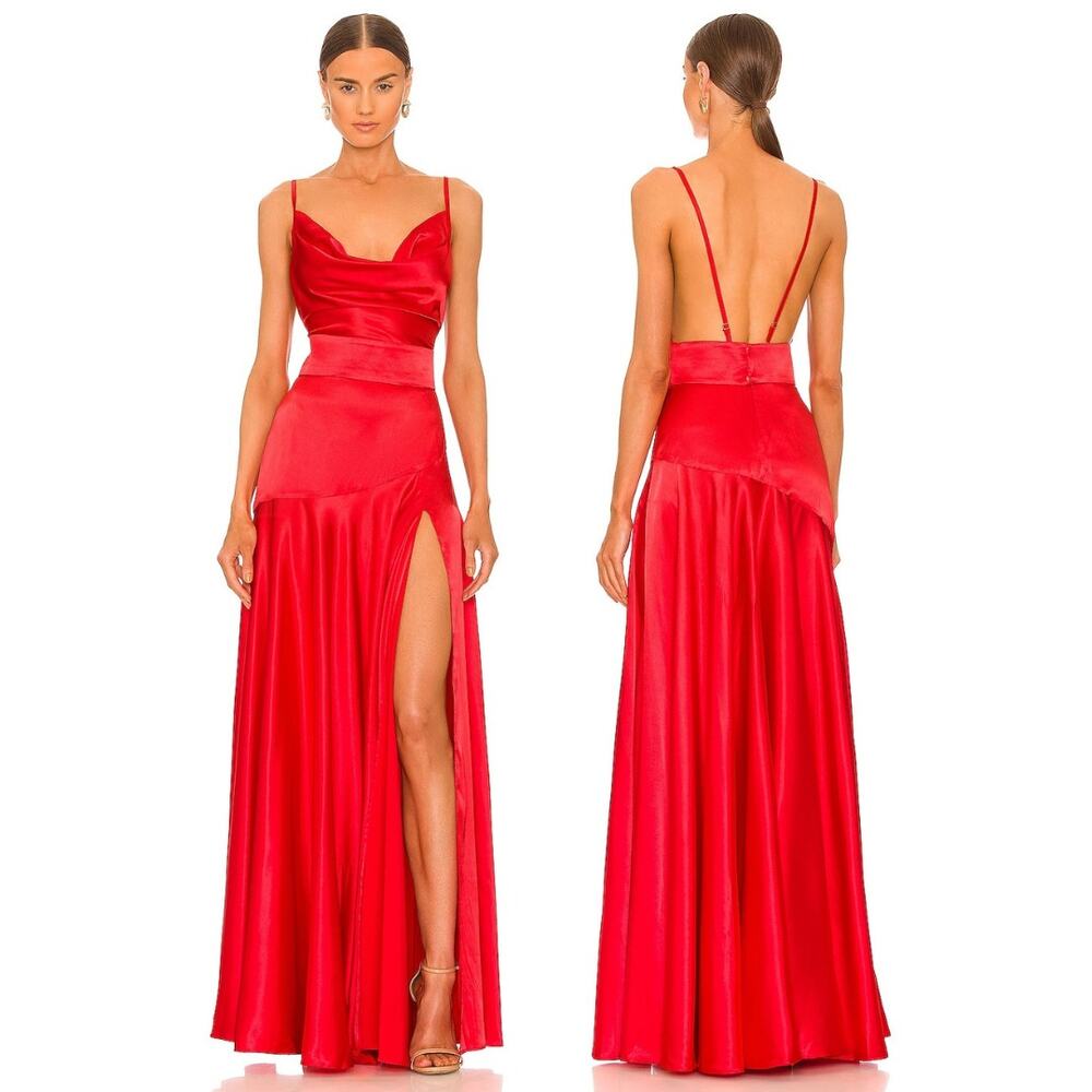 Bronx and Banco Leo Maxi Dress Silk Satin Party Formal Gala Wedding Guest Prom 8